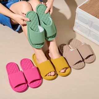 รองเท้าแตะผ้าในร่มด้านล่างนุ่มรองเท้าบ้านกันลื่นผู้หญิงรองเท…