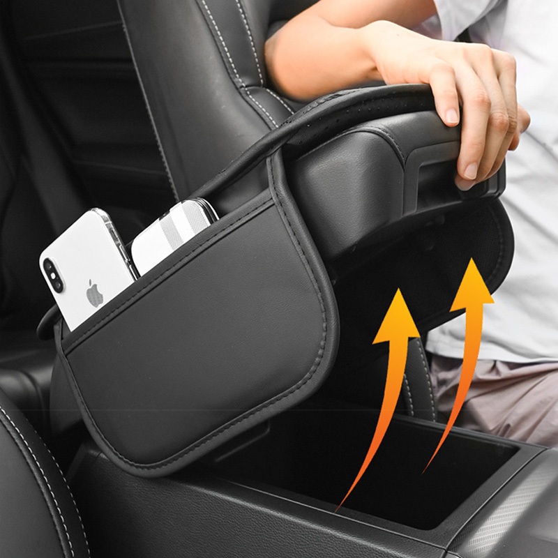 Car รถหนังมัลติฟังก์ชั่ที่เท้าแขนกล่องแผ่นถุงเก็บที่เท้าแขนกลางแผ่นป้องกันการออกแบบระบายอากาศ เหมาะสําหรับรถทุกรุ่น - รูปที่ 3