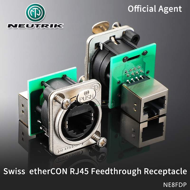 Neutrik etherCON RJ45 CAT5e แชสซีตัวเชื่อมต่อหน้าแปลนโลหะล็อค Feedthrough Receptacle สําหรับวิดีโอเสียงเครือข่าย Lightning