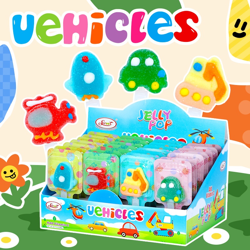 SWOOT Vehicle Gummy 28 ชิ้น – ขนมสําหรับเด็กรูปทรงน่ารักพร้อมน้ําแอปเปิ้ล 5% (ฮาลาลและอย.) ลูกอม Gula-gula viral lolipop