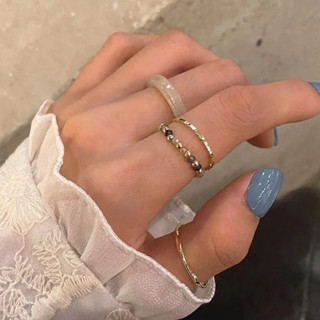 แฟชั่น4ชิ้นที่มีสีสันลูกปัดคลื่นเรซินแหวนเครื่องประดับของขวั…