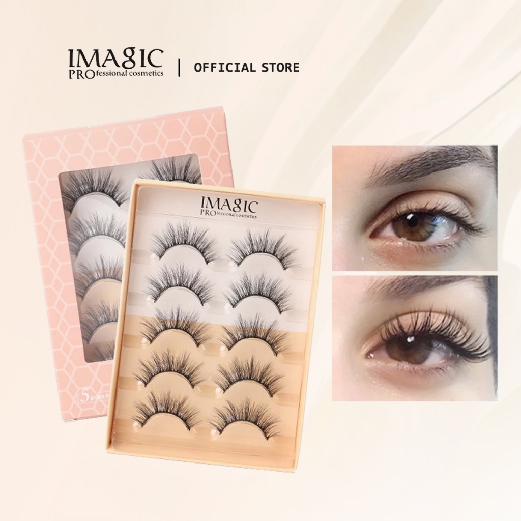Imagic ขนตาปลอม 3D กันน้ํา ติดทนนาน เครื่องมือแต่งหน้า 5 คู่