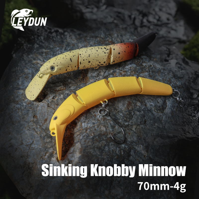 LEYDUN เหยื่อตกปลา Minnow 4g 70 มม.3 Jointed Sinking Good Action Hard เหยื่อคุณภาพสูง Crankbaits Wobblers