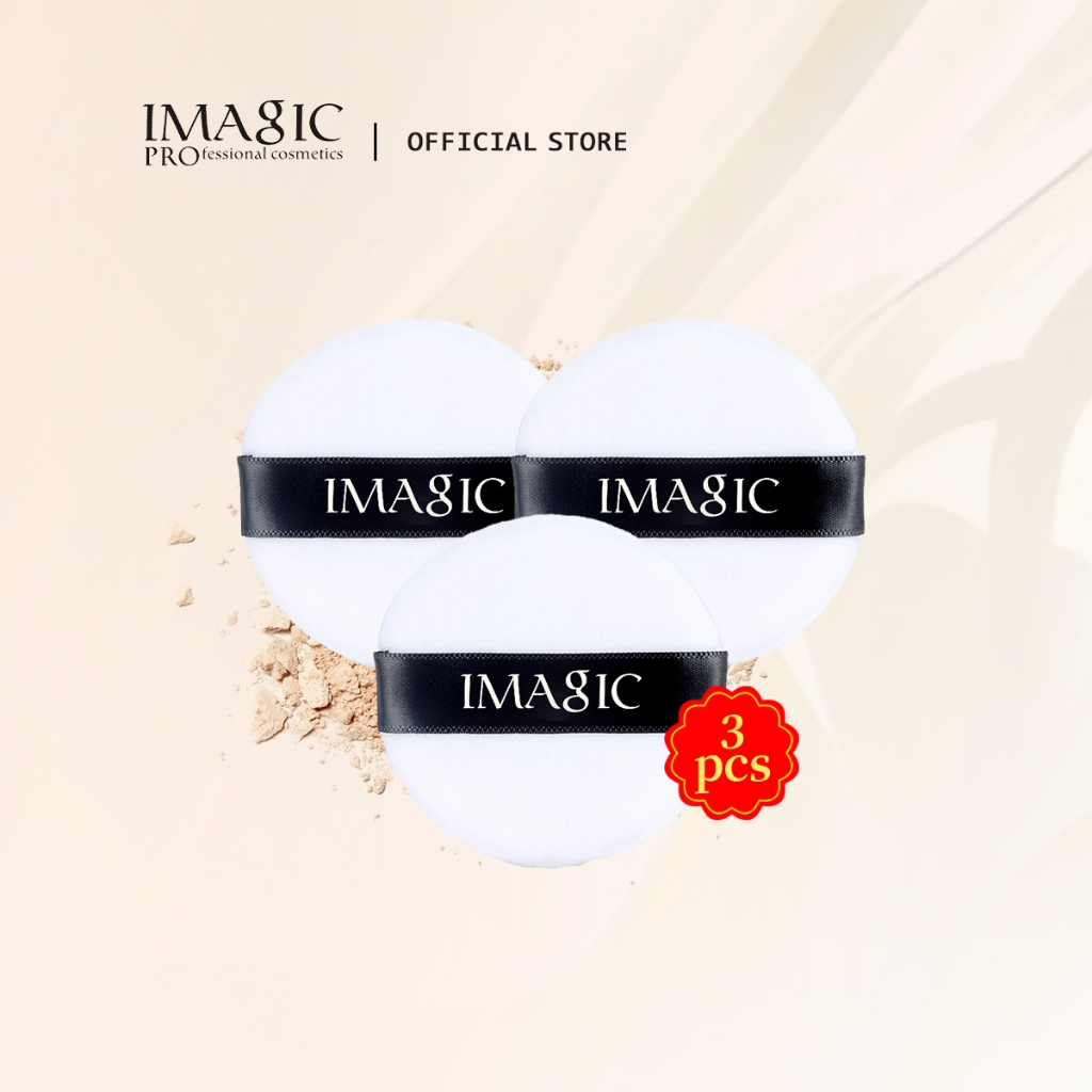 IMAGIC พัฟแป้งฝุ่น เนื้อนุ่ม คุณภาพดี อุปกรณ์สำหรับการแต่งหน้า 3 ชิ้น/ชุด
