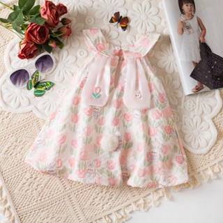 ชุดเด็กผู้หญิงทิวลิปสีชมพู, ฤดูร้อนใหม่หูกระต่ายน่ารักเหมาะส…