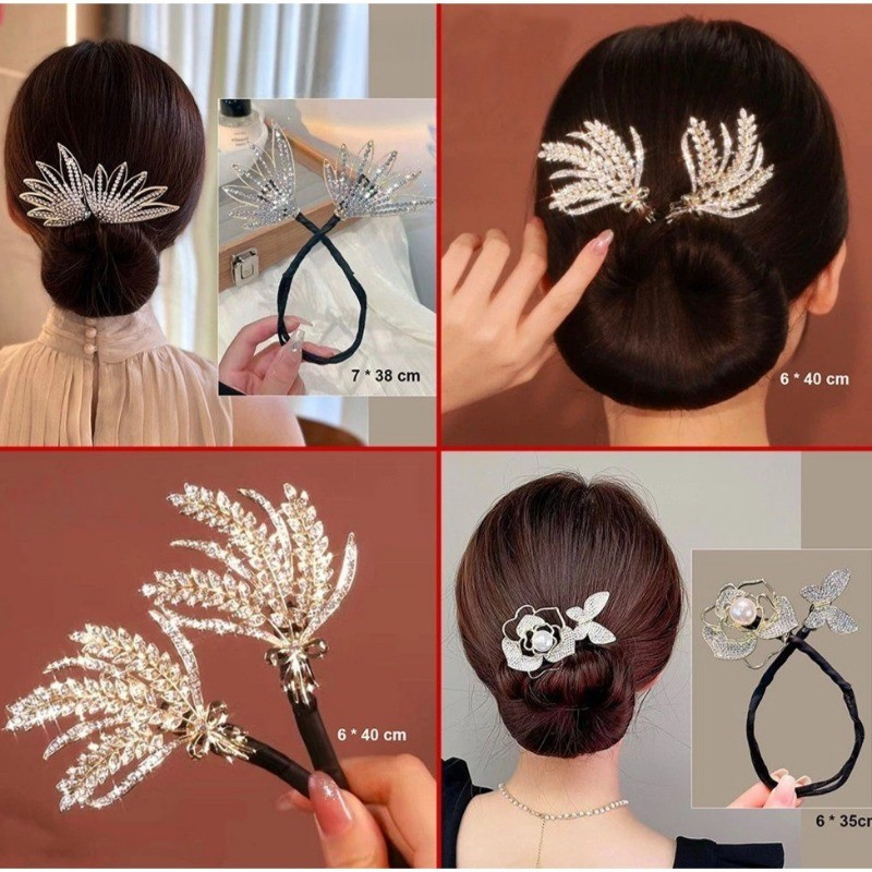 อารมณ์ดัดผมกิ๊บติดผมสําหรับผู้หญิง 2025 ใหม่ดอกไม้สีฟ้าม้วนผมบุญ Headwear หมุน