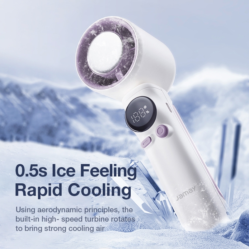 Dr.isla พัดลมมือพกพาแบบเทอร์โบความเร็วสูง พัดลมขนาดเล็กปรับระดับได้ 100 ระดับ หน้าจอ LED 20 ชั่วโมง 