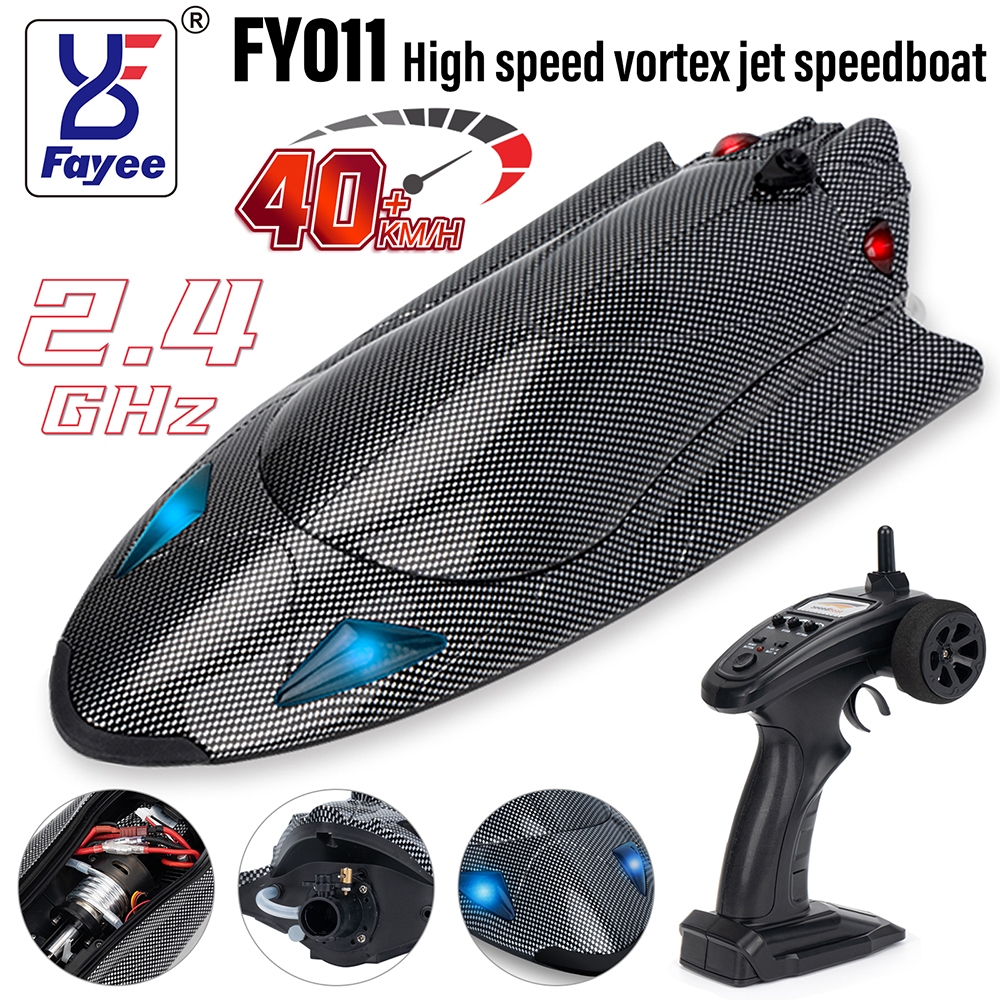 Fayee FY011 RC เรือ 2.4G ความเร็วสูง Turbojet Speedboat 40 กม./ชม. 120M RC ระยะทางเรือไฟฟ้าแข่งเรือก