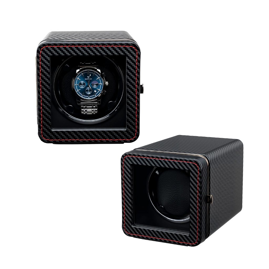 【การจัดส่งในประเทศไทย】ที่เก็บนาฬิกาอัตโนมัติแบบเดี่ยวหนัง PU สี่เหลี่ยมพร้อมไฟ LED