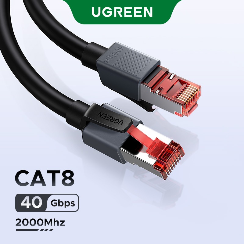 UGREEN 40Gbps CAT8 Ethernet Cable 2000MHz Gold-plated Connector CAT8 PVC Internet Lan สําหรับแล็ปท็อ