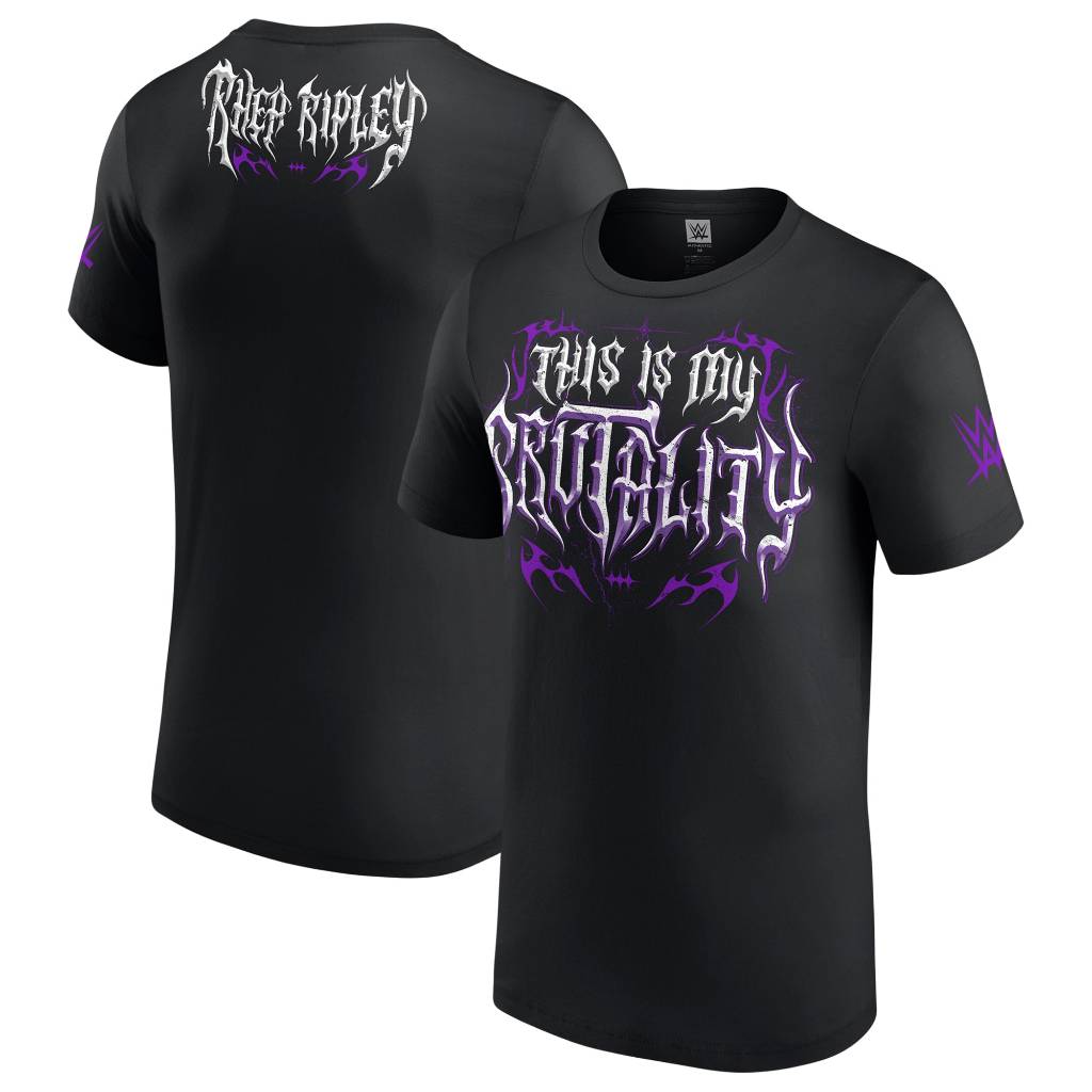 เสื้อยืดโลโก้ Rhea Ripley สําหรับผู้ชายสีดํา This Is My Brutality