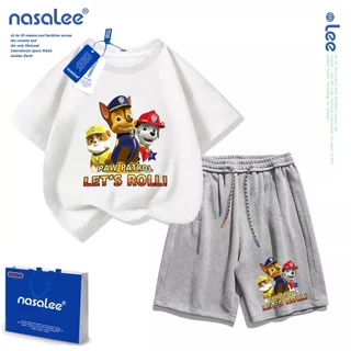 NASAชุดเด็กผู้ชาย เสื้อยืดแขนสั้น+กางเกงขาสั้นเด็ก ลายการ์ตูน Paw Patrol ผ้า cotton100% คุณภาพดีชุดเด็ก