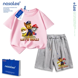 NASAชุดเด็กผู้ชาย เสื้อยืดแขนสั้น+กางเกงขาสั้นเด็ก ลายการ์ตูน Paw Patrol ผ้า cotton100% คุณภาพดีชุดเด็ก