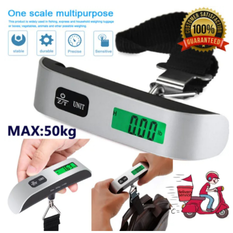 เครื่องชั่งอิเล็กทรอนิกส์แบบพกพา เครื่องชั่งกระเป๋า วัสดุสแตนเลส+ABS เครื่องชั่ง