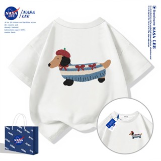 NASA เสื้อยืดแขนสั้นลายดัชชุนด์ปักผ้า ผ้าฝ้าย100% สำหรับเด็ก…