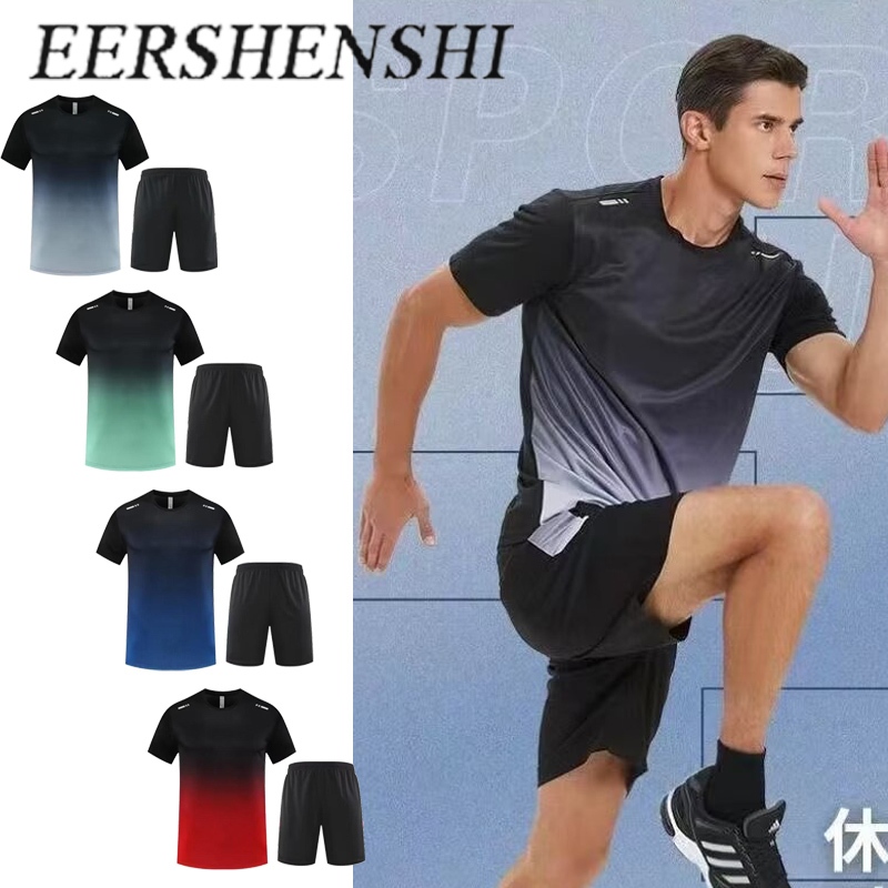 Eershenshi Quick-Drying เสื้อยืดผู้ชายชุดกีฬาหลวมวิ่งออกกําลังกาย