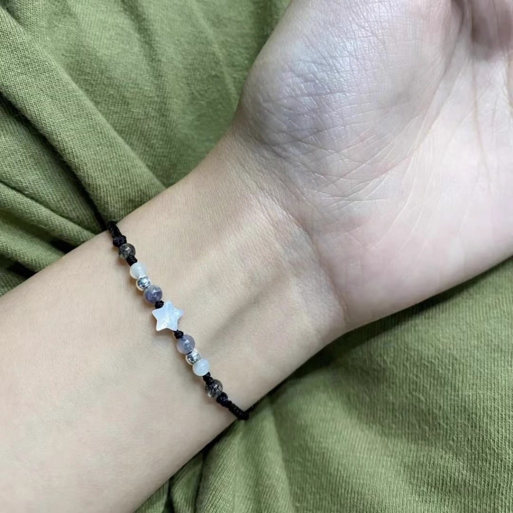 ดาวมือลูกปัดทอสร้อยข้อมือที่เรียบง่ายผู้ชายผู้หญิงของขวัญวันวาเลนไทน์สร้อยข้อมือ