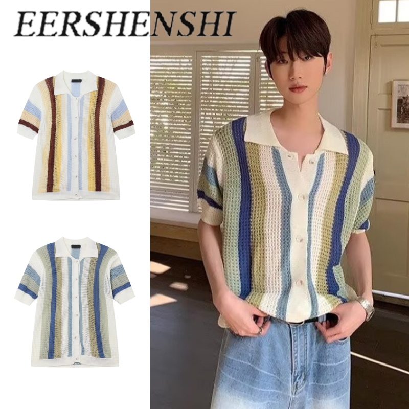เอ้อเซินชิ เสื้อเชิ้ตผ้าฝ้ายและผ้าลินินเกรดสูงผู้ชายหลวมตัดแขนสั้นเสื้อผ้าลินินสไตล์เอเชียตะวันออกเฉียงใต้