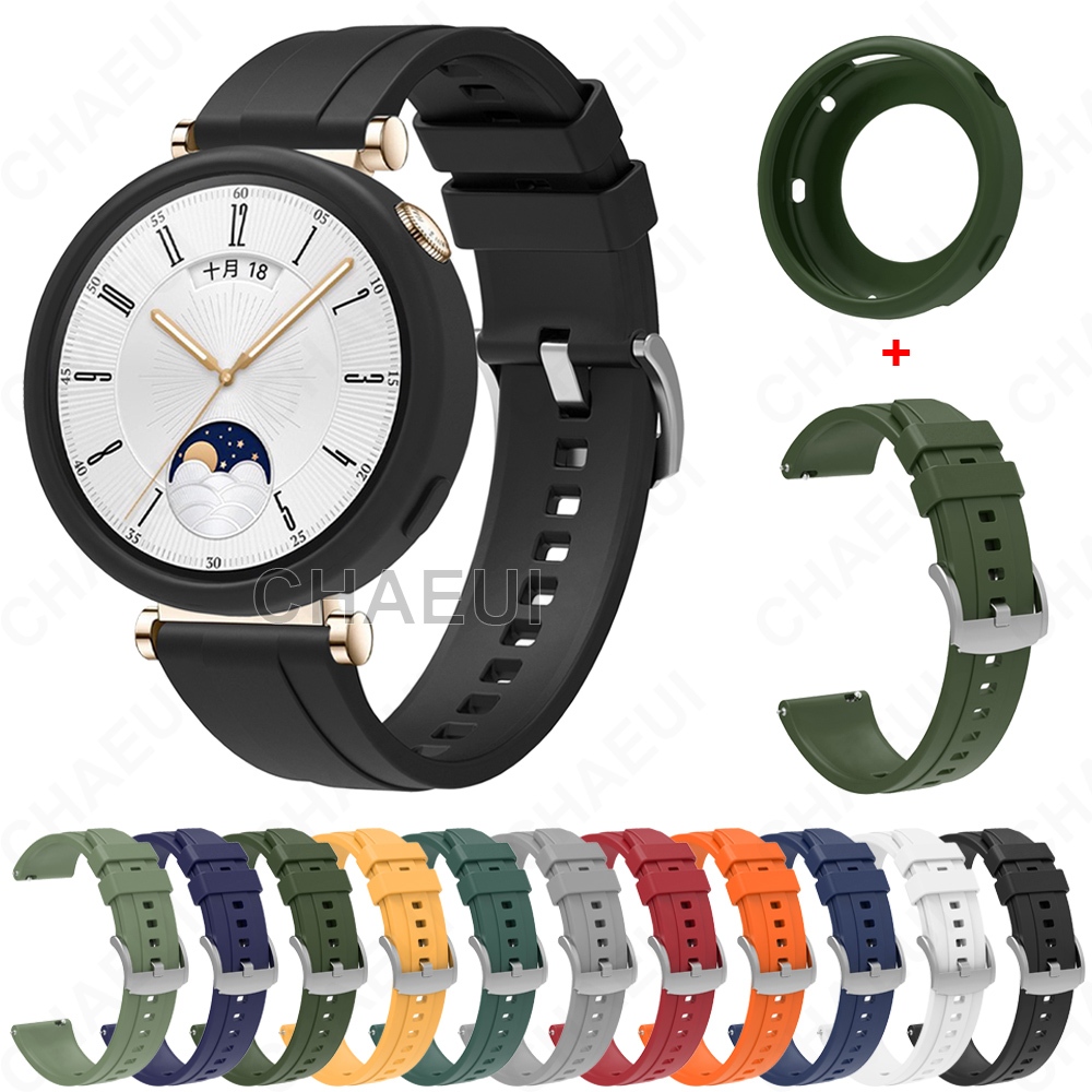 สายรัดซิลิโคนพร้อมกรอบเคสอุปกรณ์เสริมสร้อยข้อมือสําหรับ Huawei Watch GT5 41mm / GT4 41mm