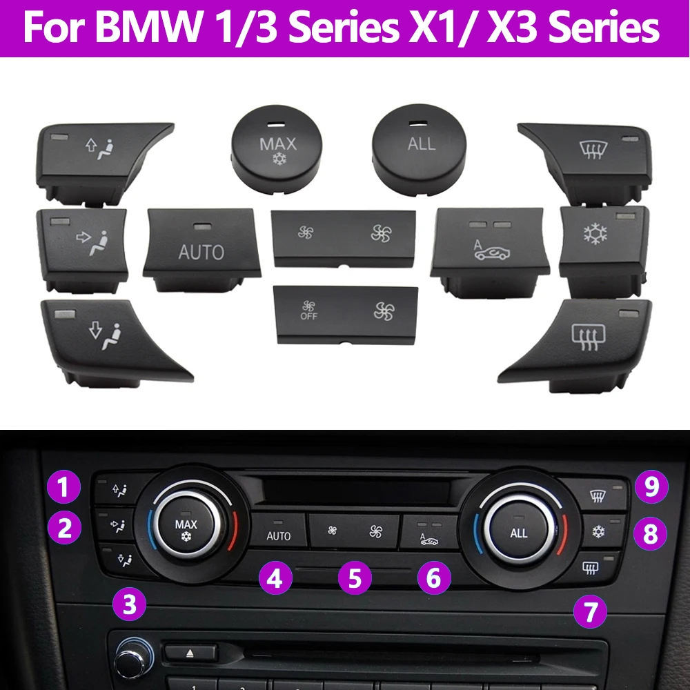 Air Conditioner AC อุณหภูมิปุ่มควบคุมปุ่มหมุนลูกบิดสําหรับ BMW 1 3 Series X1 X3 E81 E82 E87 E88 E90 