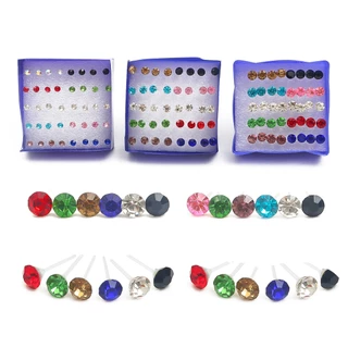 20 คู่ต่างหูชุดเกาหลีแฟชั่นที่มีสีสันคริสตัลต่างหูผสมสีพลาสติก Dangle ต่างหูชุดสําหรับผู้หญิง
