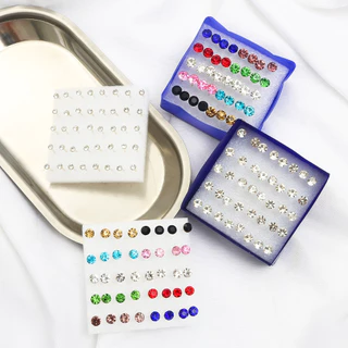20 คู่ต่างหูชุดเกาหลีแฟชั่นที่มีสีสันคริสตัลต่างหูผสมสีพลาสติก Dangle ต่างหูชุดสําหรับผู้หญิง
