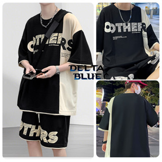 DELTA BLUE 2ชิ้นเซ [เสื้อผ้า+กางเกง] สไตล์เกาหลี 2025 เนื้อผ…