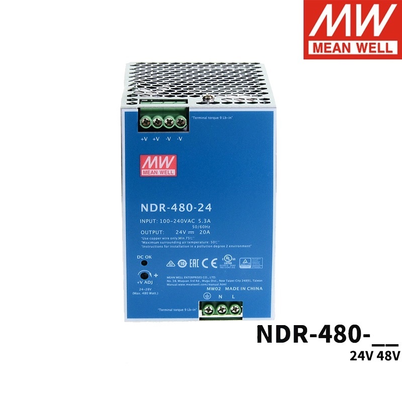 MEAN WELL Switching Power Supply NDR-480 220 RPM 24/48V ราง 20A Switching Power Supply DRP transform