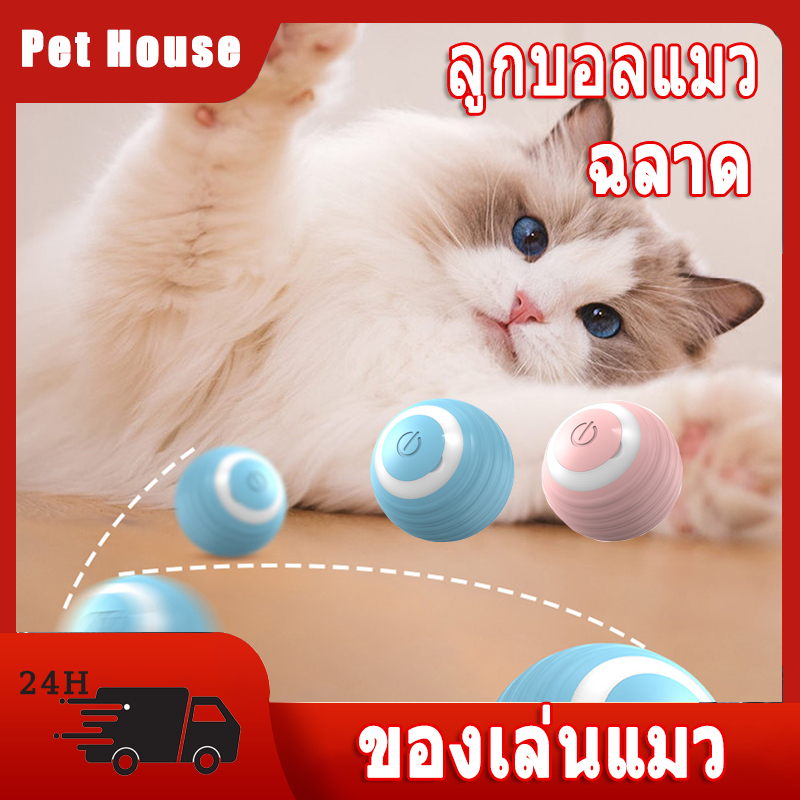 ของเล่นลูกบอลอิเล็กทรอนิกส์อัตโนมัติสําหรับแมวสุนัขสัตว์เลี้ยงเล่นชาร์จแมวมีความสุข