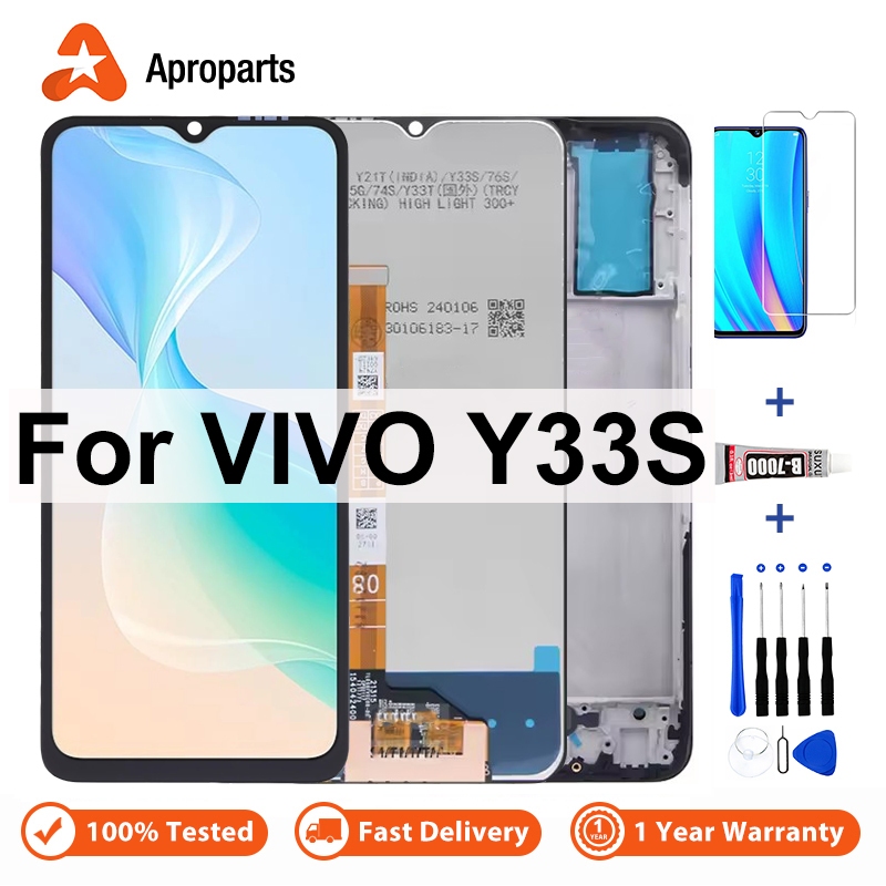 6.58 "สําหรับ Vivo Y33S V2109 จอแสดงผล LCD Touch Screen Digitizer Assembly พร้อมกรอบเปลี่ยน