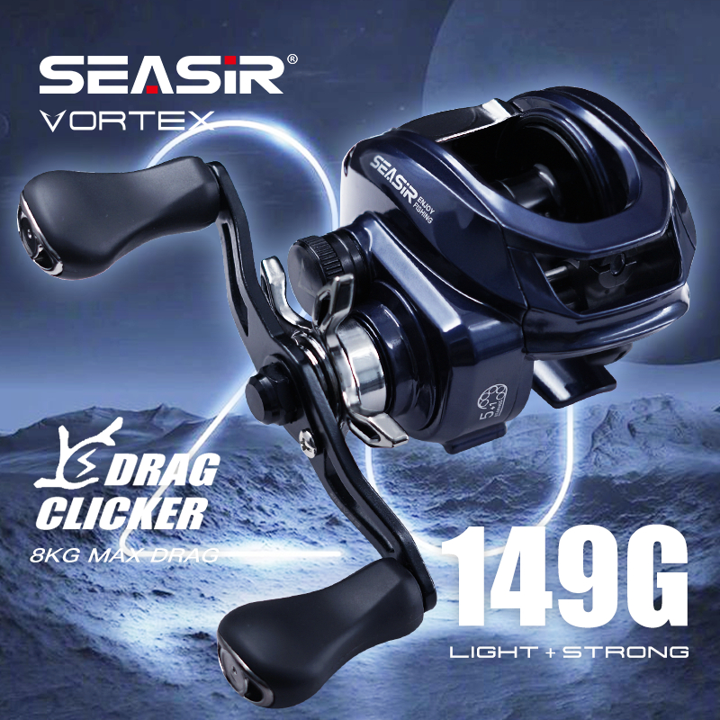 Seasir Vortex Baitcasting ตกปลา Reel 7.0:1 อัตราทดเกียร์ความเร็วสูง 5 + 1BB ลากสูงสุด 8 กก.ตกปลาน้ําเค็มสด Coil