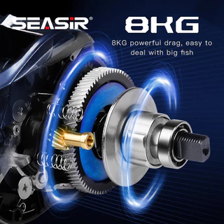 Seasir Vortex Baitcasting ตกปลา Reel 7.0:1 อัตราทดเกียร์ความเร็วสูง 5 + 1BB ลากสูงสุด 8 กก.ตกปลาน้ําเค็มสด Coil