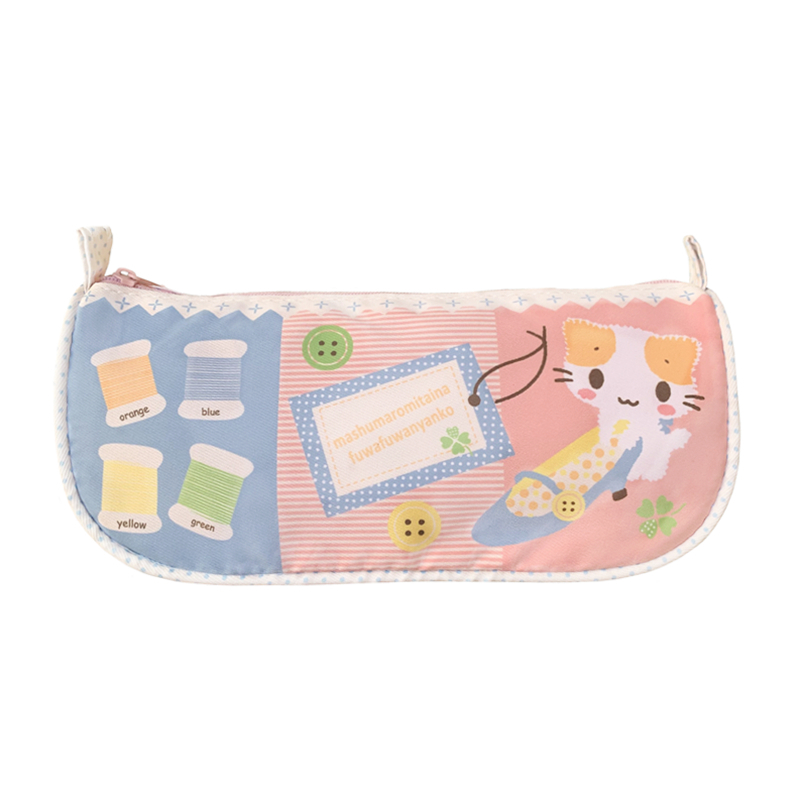 Masyumaro Fluffy Fuwa Nyanko Cat ดินสอกระเป๋าดินสอ Kawaii น่ารักดินสอสําหรับสาวเด็กเครื่องเขียนอุปกรณ์
