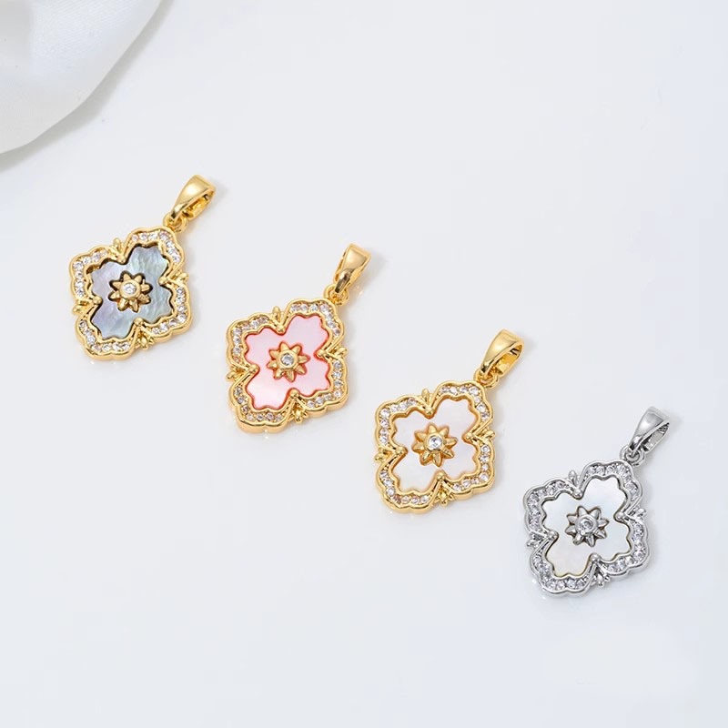 1PCS 3PCS 14K Gold-plated ธรรมชาติ Star Clover ดอกไม้ Charm จี้สําหรับ DIY Handmade สร้อยคออุปกรณ์เส