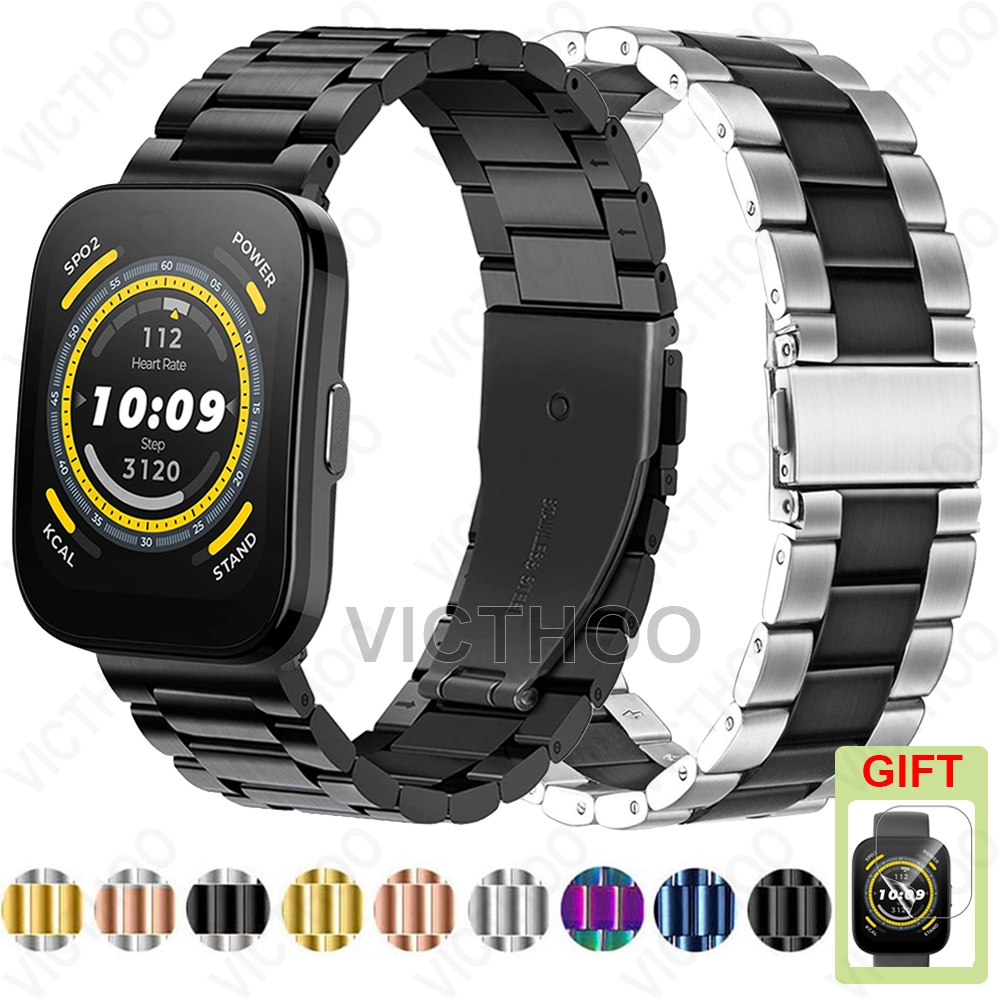 สร้อยข้อมือโลหะสแตนเลสให้ Amazfit Bip 6 5 Unity 3 U Pro S / GTS 4 Mini 3 2 / GTR Mini