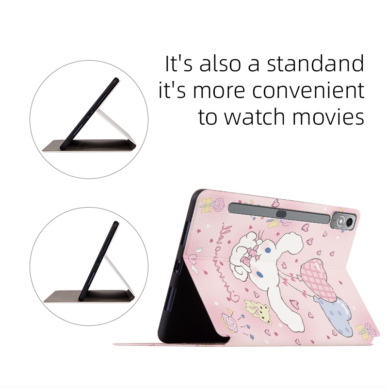 สําหรับ Lenovo Idea Tab Pro XiaoXin Pad Pro 12.7 นิ้ว 2025 Tab P12 12.7 นิ้ว TB-371FC TB-370FU XiaoXin Pad Pro 12.7 "2023 แฟชั่นการ์ตูนภาพวาด PU หนังขาตั้ง Flip Cove
