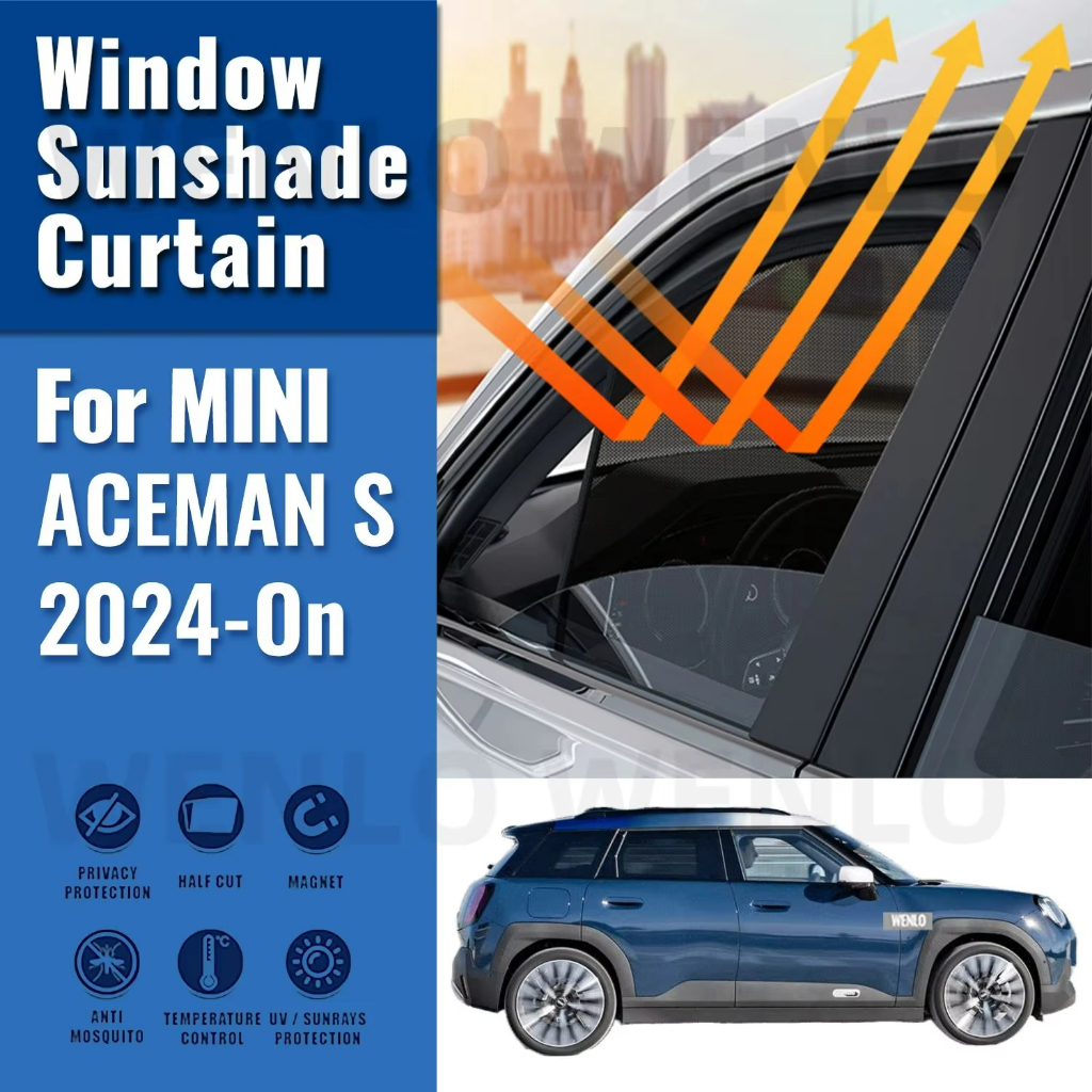 สําหรับ MINI ACEMAN J05 2024 2025 กระจกรถยนต์หน้าต่างความเป็นส่วนตัวตาข่ายตาบอดบังแดดป้องกัน Sun Shade ฝาครอบอุปกรณ์ตกแต่งภายใน
