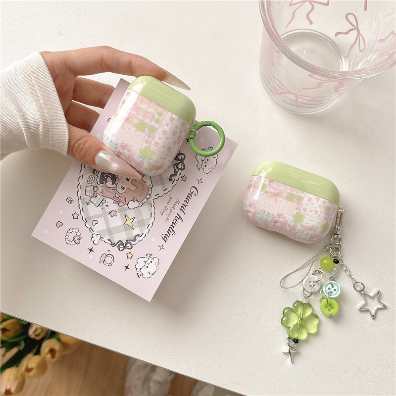 Air Pods 4rd 1/2nd Generation 3rd Generation Air Pods Pro Air Pods 3 Solid Four-leaf clover รูปแบบวัสดุ TPU กระบวนการ IMD หูฟังไร้สายบลูทูธป้องกันกรณี
