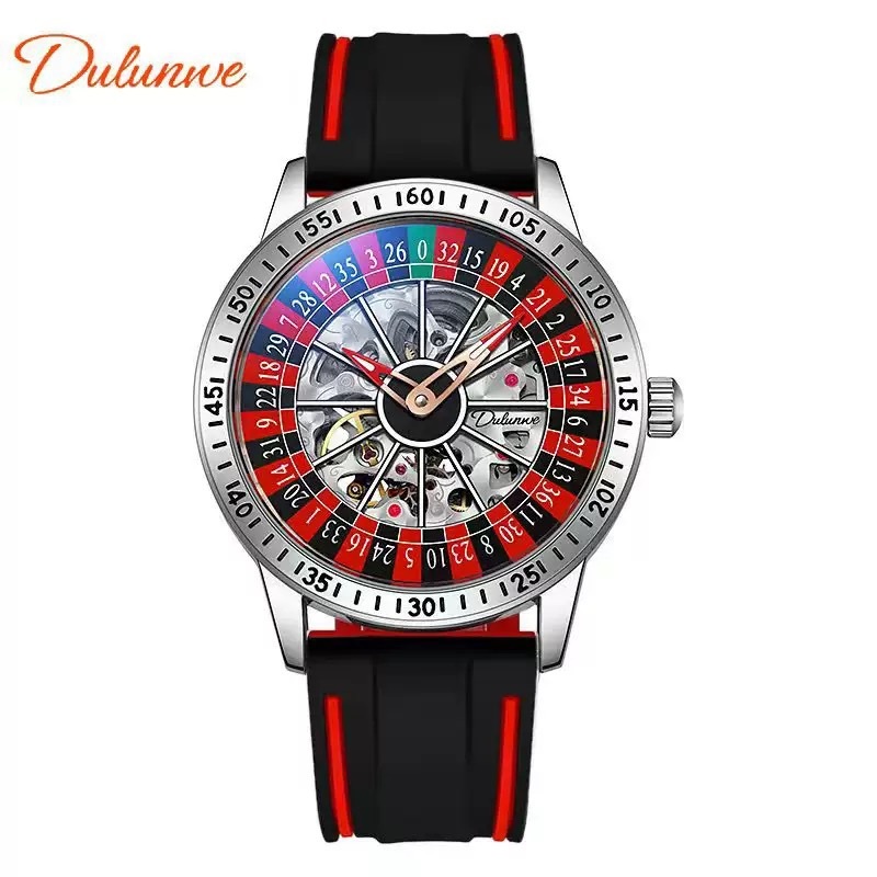 Mens Gambling Automatic Mechanical Skeleton Hollow กันน้ํา Luminous นาฬิกาสแตนเลส Band Self Winding Rooutlet ล้อธุรกิจนาฬิกาข้อมือลําลอง
