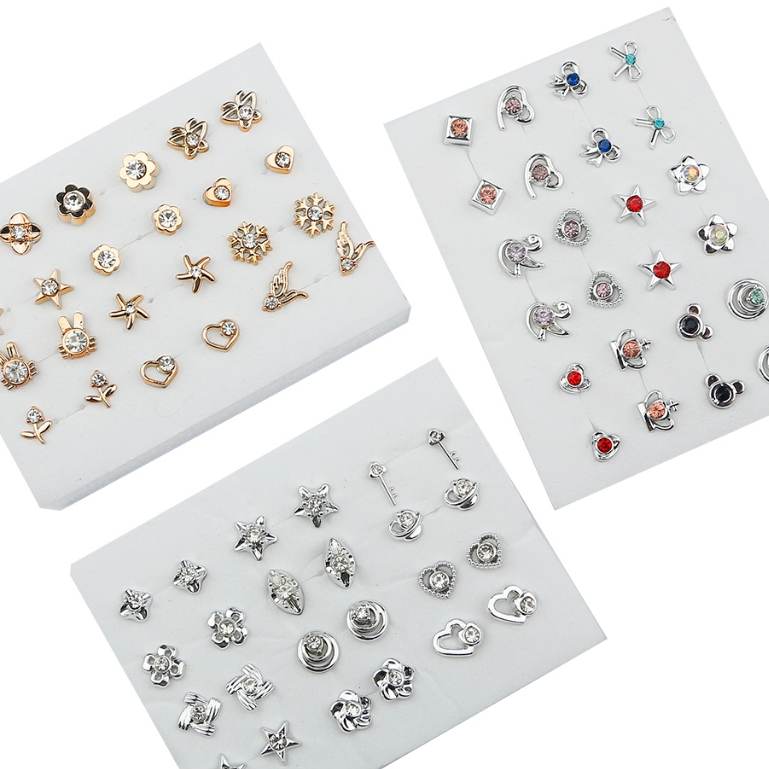 12 คู่ Ins สไตล์ Earing/หู Studs สาวผู้หญิงแฟชั่นต่างหูพลาสติกชุด