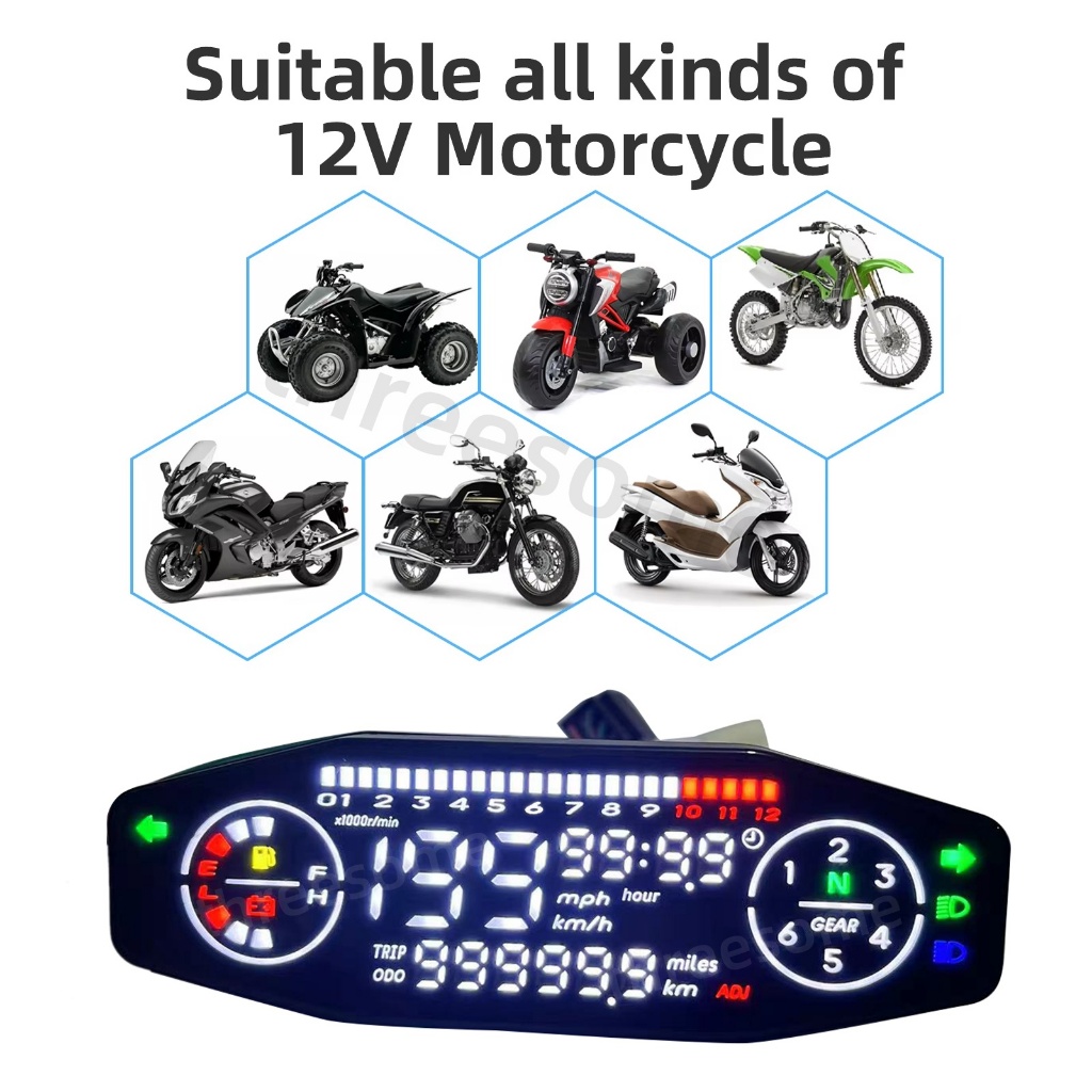 ใหม่ Universal รถจักรยานยนต์ Speedometer Moto Dashboard Oil Gauge ดิจิตอลเมตรเซนเซอร์ชุด Tachometer เครื่องวัดระยะทางสําหรับรัสเซีย KR200 ราคา ถูกที่สุด ดีลบีเคเค