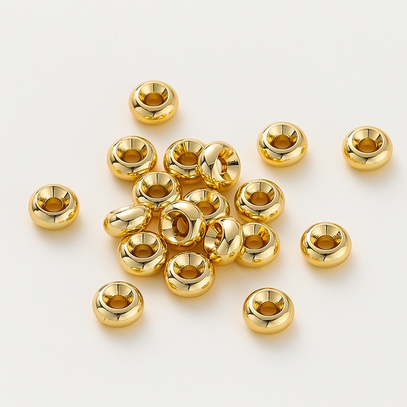 St. kunkka 18K ลูกปัดทองแดง 4-8 มม. ลูกปัดแบนล้อ DIY ลูกปัด Spacer อุปกรณ์เสริมสําหรับสร้อยข้อมือสร้อยคอ