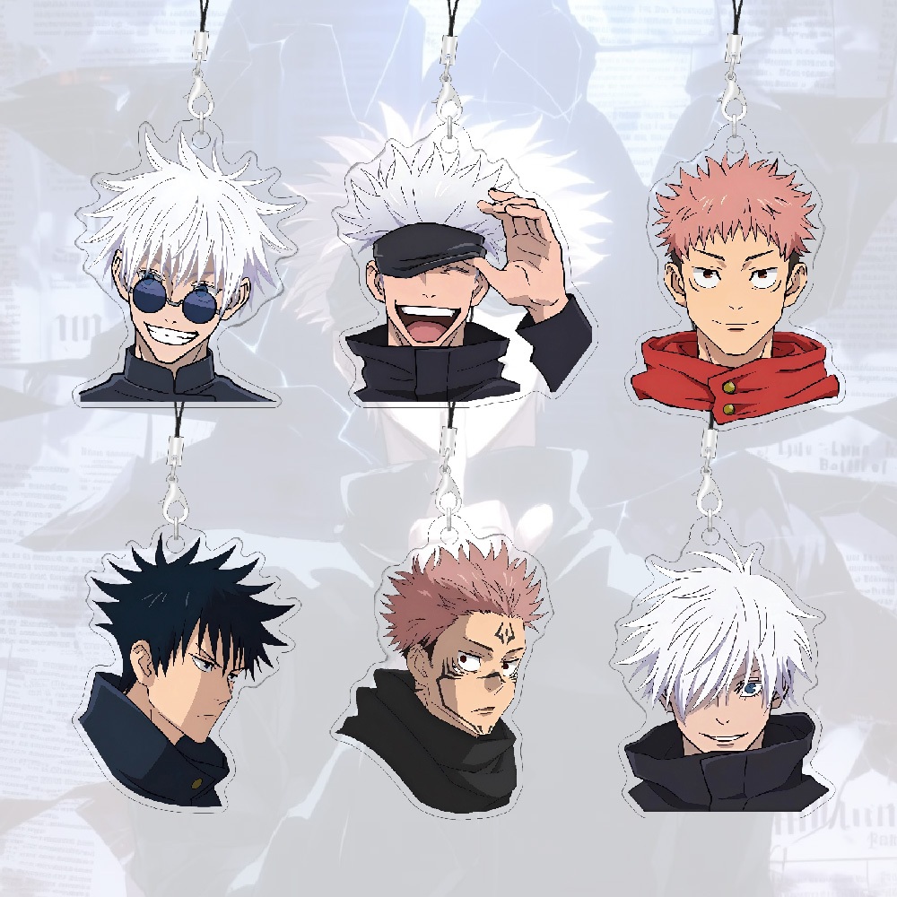 55 มม.สายโทรศัพท์ Jujutsu Kaisen การ์ตูนอะคริลิคกระเป๋า Charms ภาพเคลื่อนไหว Lanyards อุปกรณ์เสริมโทรศัพท์