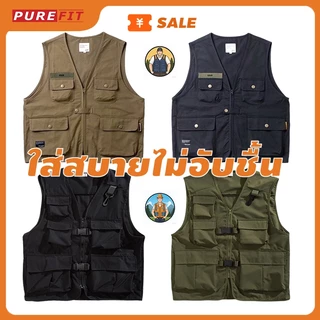 💥เสื้อกั๊กผู้ชายผ้าทนทาน กระเป๋า5ช่อง ระบายอากาศได้ดี สำหรับกลางแจ้ง เบาสบาย สวมใส่สบาย M-3XL