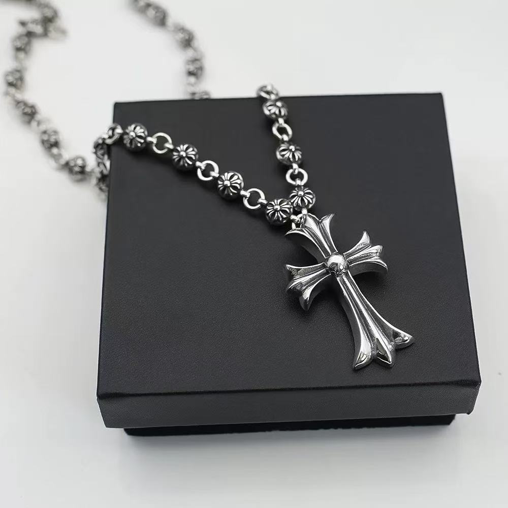 Unisex ผู้หญิงผู้ชาย Cross Chunky ยาว Charm จี้แบรนด์ Designer เครื่องประดับ Hip Hop Punk สร้อยคอ