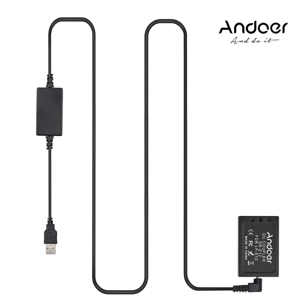Andoer Dr-E12 Usb ชุดพาวเวอร์ Dc Coupler Dummy แบตเตอรี่สําหรับกล้อง Canon Eos M2 M10 M50 M100 M200
