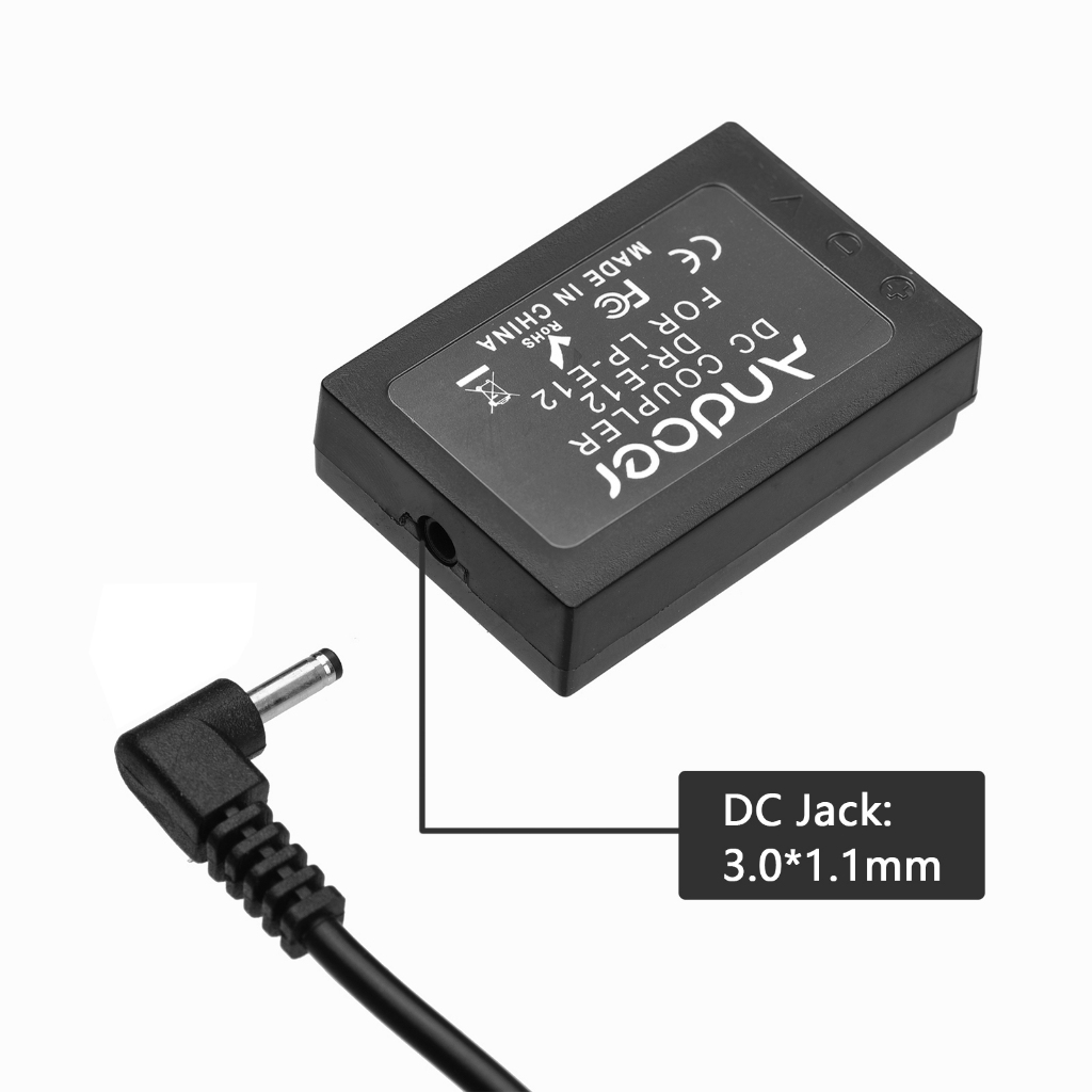 Andoer Dr-E12 Usb ชุดพาวเวอร์ Dc Coupler Dummy แบตเตอรี่สําหรับกล้อง Canon Eos M2 M10 M50 M100 M200