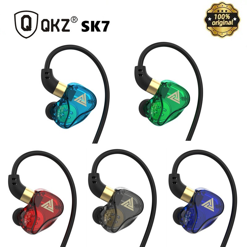 QKZ SK7 Dual Driver หูฟังสเตอริโอเบสกีฬาชุดหูฟัง HIFI Monitor หูฟังพร้อมไมโครโฟน
