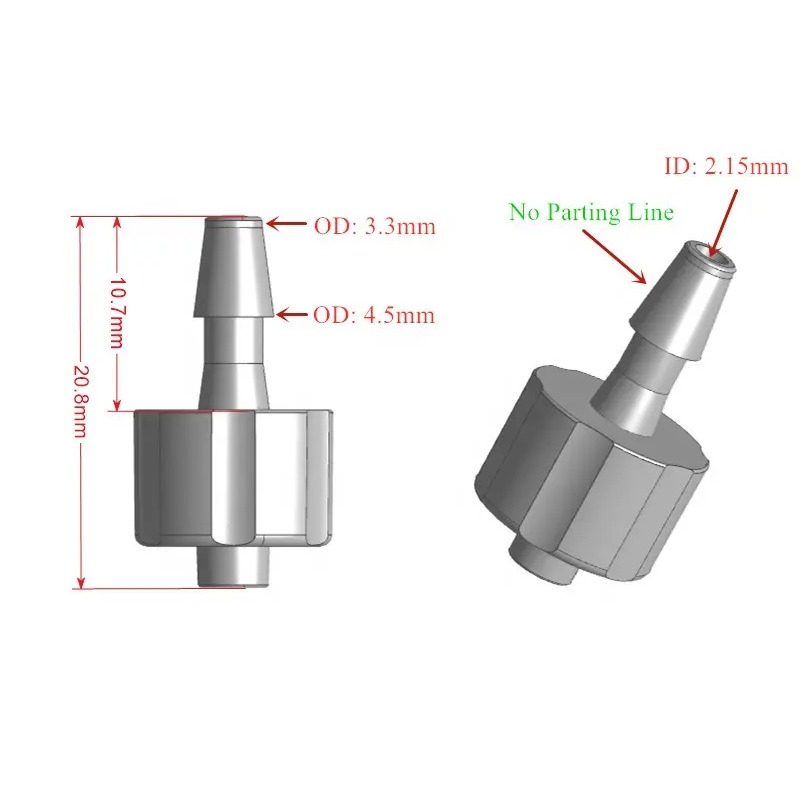 10PCS 1/8 Barb Luer Lock Connector PP (polypropylene), Luer ชายหรือหญิง Luer