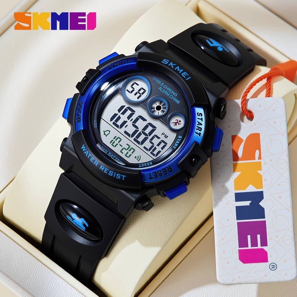 สุขสันต์วันสงกรานต์ skmei นาฬิกากันน้ำ ของขวัญ นาฬิกาข้อมืออิเล็กทรอนิกส์ 50M กันน้ำ เรืองแสง สไตล์สปอร์ต นาฬิกาเด็ก